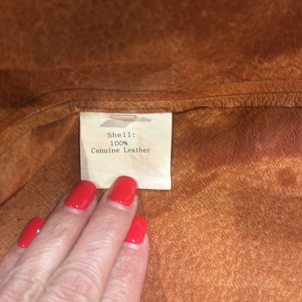 100% Genuine Leather Snap-Button Shirt Jacket (Size Medium, Rust Orange Vintage) - Picture 11 of 16